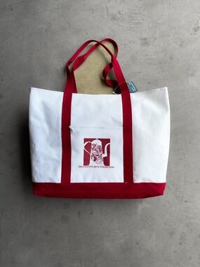 Y2K Retro Art Style 100% Cotton Canvas White & Red Tote Bag